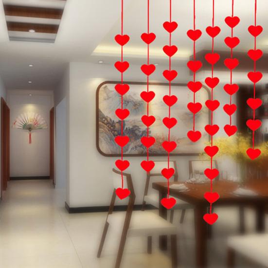 1 Set Ghirlanda Love Squisita Fattura Ampia Applicazione Tessuto Non Tessuto Adorabile Banner a Forma di Cuore Dolce Accessori per San Valentino