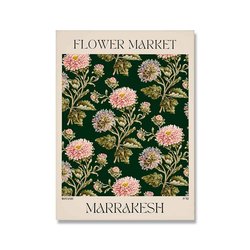 Flower Market Paris London Poster Print Vintage Botanical Plant Canvas Painting Abstract Wall Art Nordic Picture For Living Room