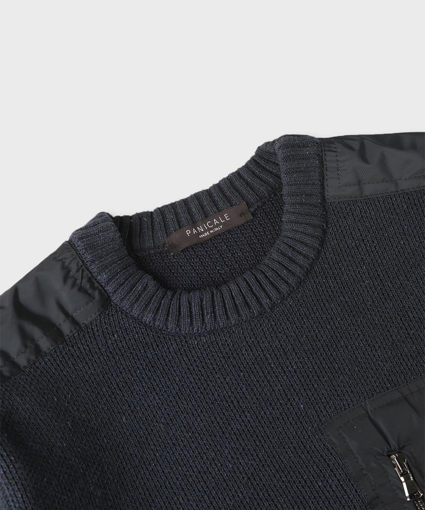 PANICALE Navy Wool Blend Pocket Sweater