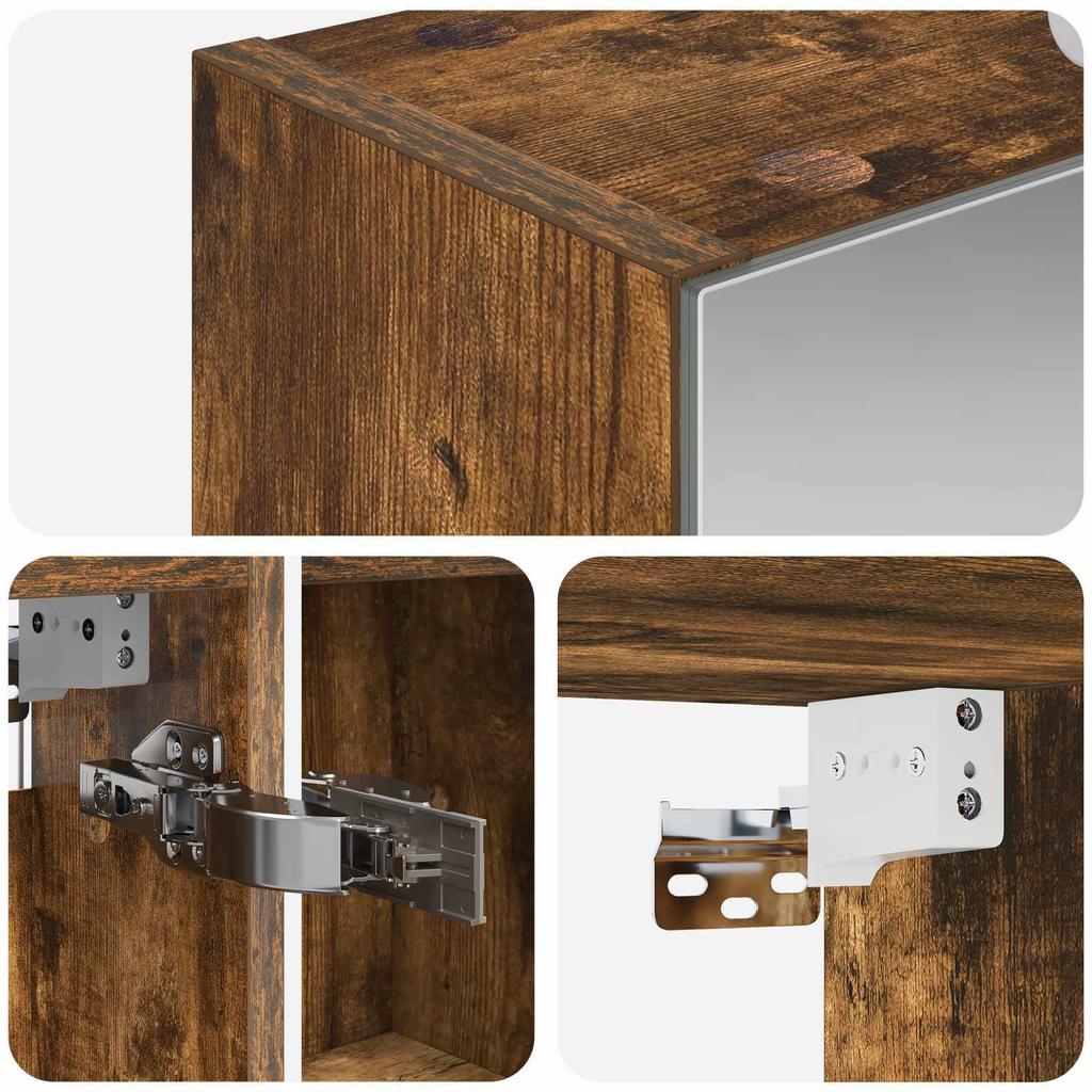 Bathroom Mirror Cabinet Smoked Oak 50 X 14.5 X 70 Cm