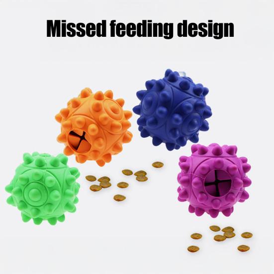 Rubber Dog Chew Ball with Squeaker Interactive Treat Dispensing Toy for Small Medium Breeds Teething Dental Health Dog Play Toy
