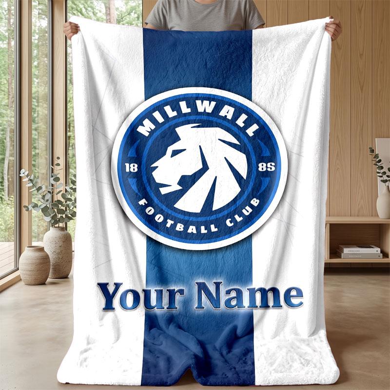 Millwall Texte Nom Personnalisé Couverture Flanelle Logo Football Couverture Polaire Personnalisée Cadeau Spécial Pour Canapé Chambre Maison