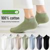 Men's Summer Breathable Cotton Socks - Solid Color, Antibacterial, Odor-Resistant, Thin Casual Sports Boat Socks
