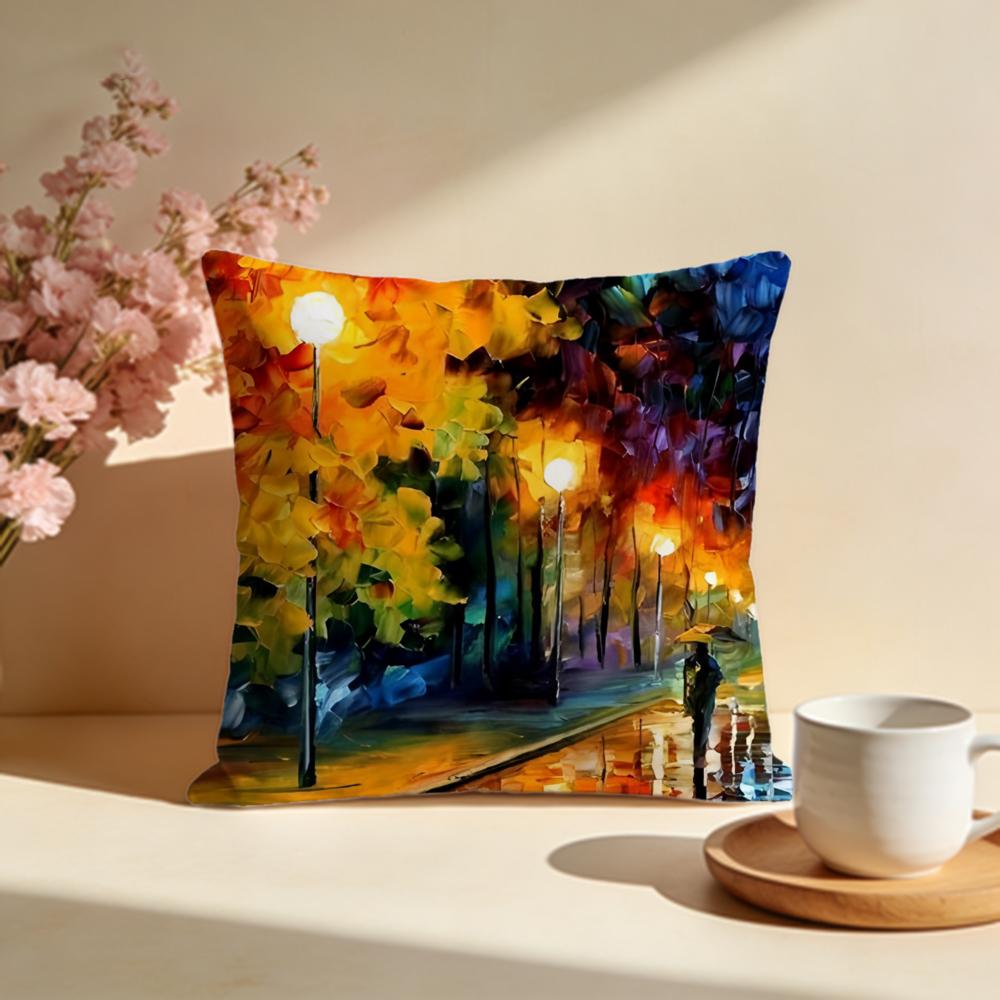 Mode LLeonid Afremov Olieachtige Kussenhoes Stijlvolle Wasbare Kussensloop Ideaal voor Bank Slaapkamer Auto Decoratie