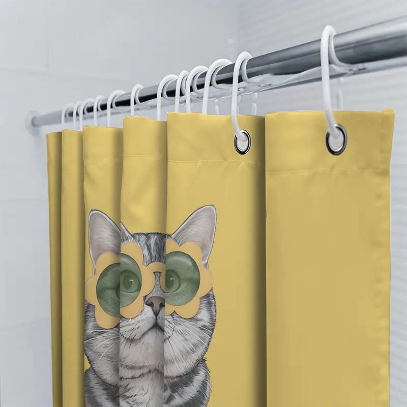 Katzen Duschvorhang Niedliche Haustier Badezimmer Dekoration Lustiges Tiermuster Wasserdichte Einlage Für Zuhause