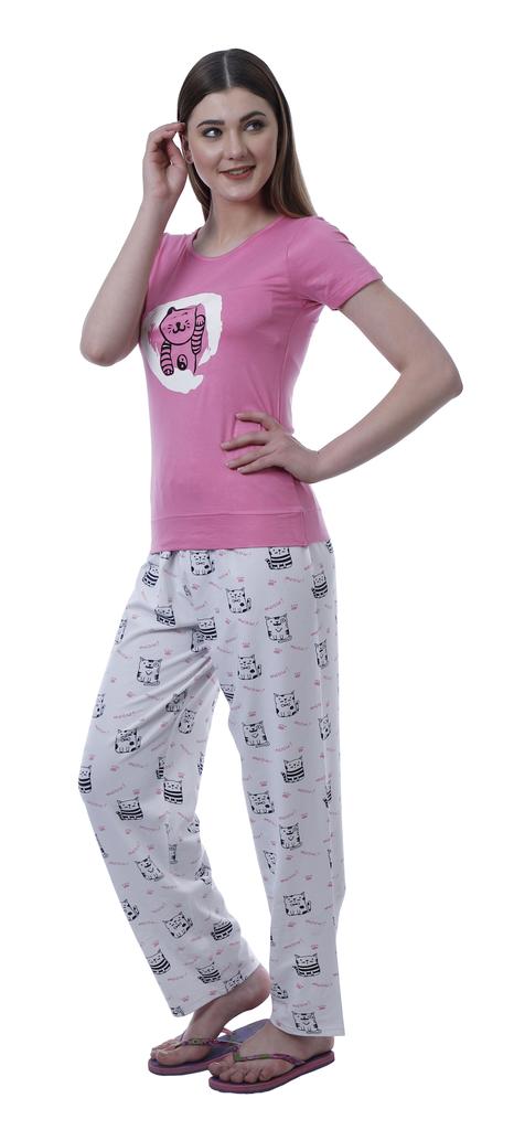 Inkmeso 2 Pc Pajama Sets For Women  s Soft Cute Jersey Sleepwear Top With Pajamas PJ