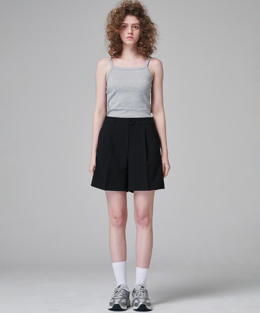 MALOUPE 2205 Summer One-Pleat Half Pants (Black)