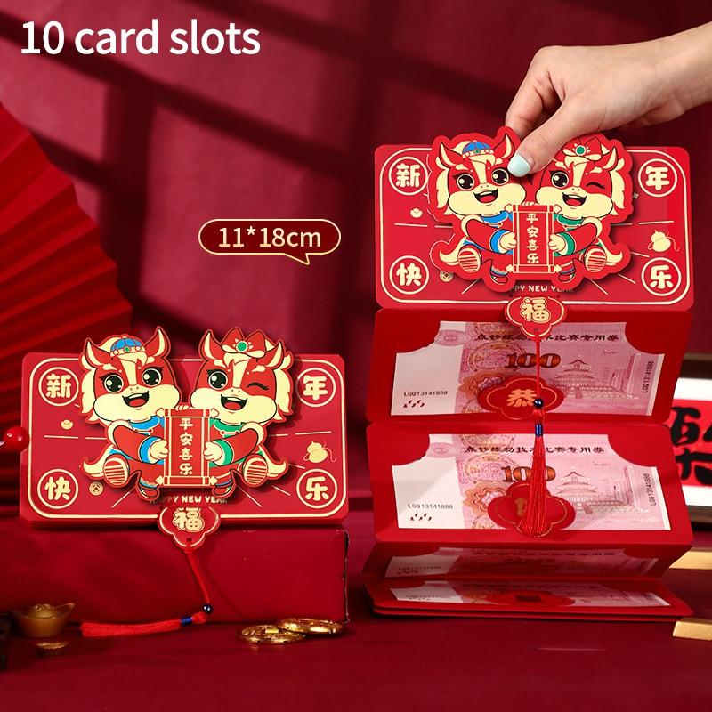 Folding Red Envelope 6/10 Card Slots Red Pocket Lucky Money Evenlopes Red Ita Bag Spring Festival Hongbao Nouvel An Chinois 2026