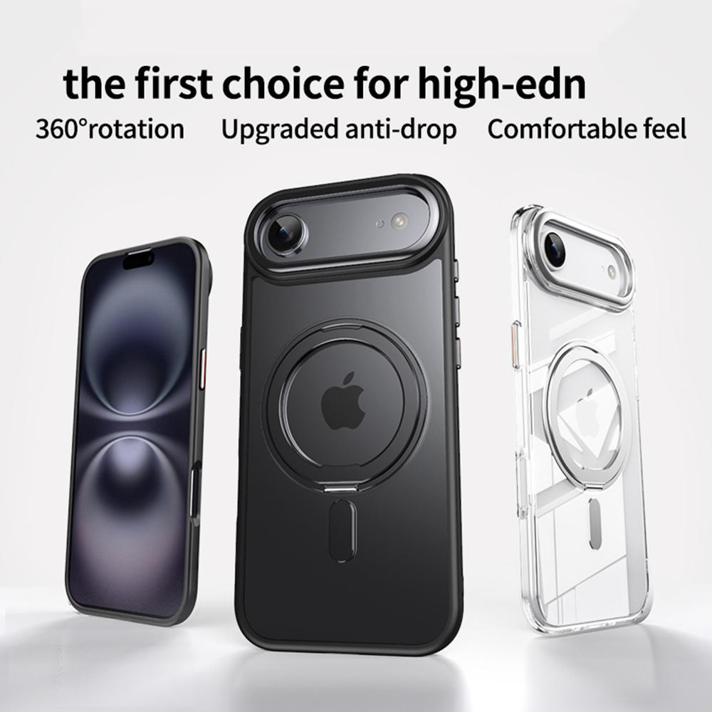 KEYSION Coque Transparente Mate Antichoc pour MagSafe pour iPhone 17 17 Air Support Anneau Magnétique 360° Charge sans Fil Coque Arrière de Téléphone