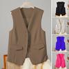 Women Single Breasted Sleeveless Vest Open Front Office Work Blazer Casual V Neck Business Top with Pockets