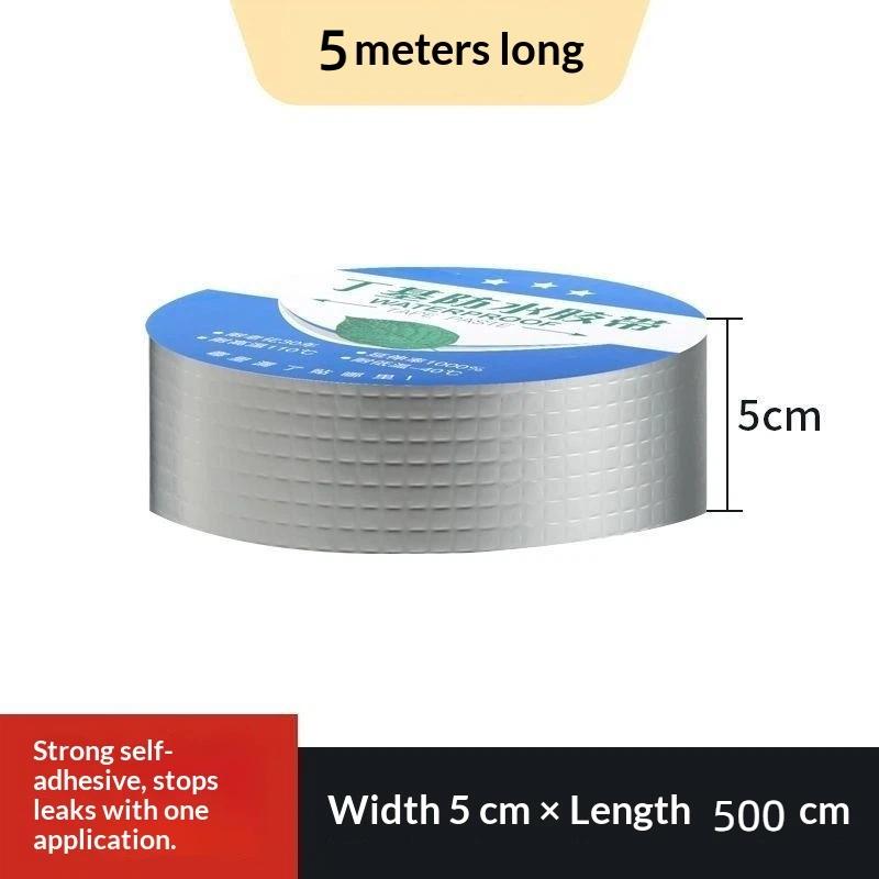 5M Super Sticky Aluminum Foil Butyl Rubber Tape Temperature Resistance Waterproof Roof Pipe Stop Leak Crack Duct Repair Tape