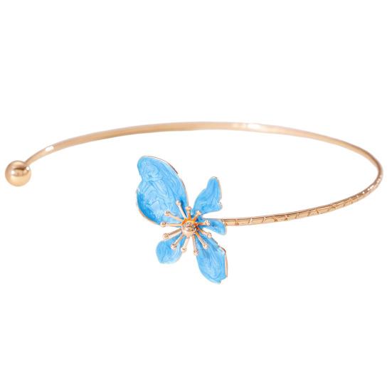 Flower Cuff Choker Enamel Flower Cuff Necklace Elegant Adjustable Wire Choker for Women Parties Holiday Beach Vacation Jewelry