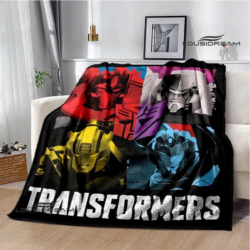 T-Transformers Cartoon Printed Blanket Picnic Blanket Warm Blanket Flannel Soft Cozy Blanket Home Travel Blanket Birthday Gift