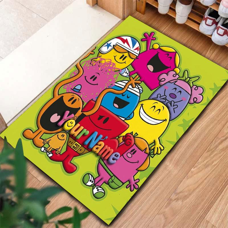 Mr. Men Little Miss Custom Name Carpet Rug for Living Room Bedroom Home Sofa Decoration,Kids play Non-slip Floor Mat