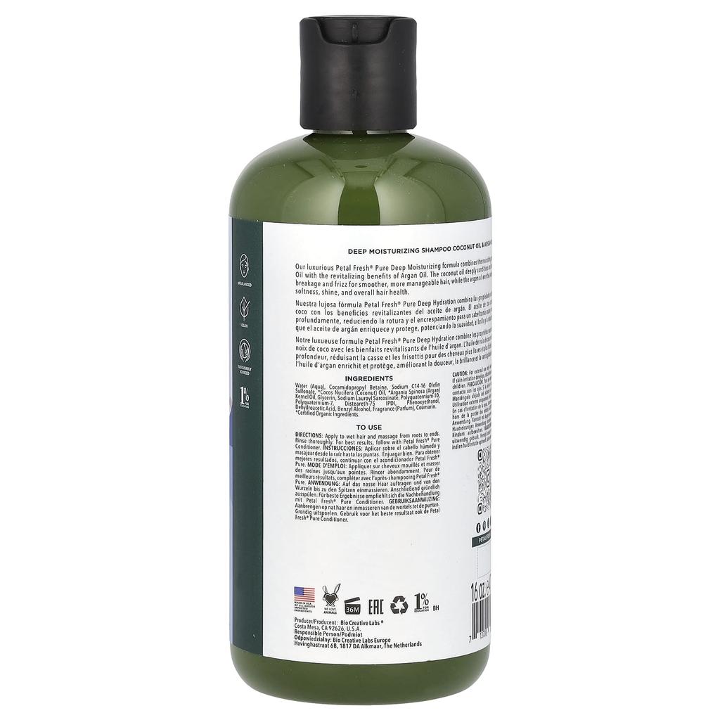 Petal Fresh Rent, djupt återfuktande schampo, kokosolja & arganolja, 16 fl oz (475 ml)