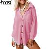 YYFS Damesmode Casual Lente Herfst Effen Kleur Print Lange Mouw POLO Hals Blouses & Shirts