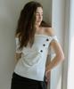 Letter From Moon Kanna Off-Shoulder Button Knit Top (Ivory)