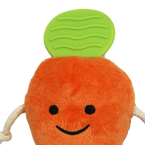 Squeaky Carrot Dog Toy Plush Carrot with Rubber Leaf Dog Chew Toy Rope Knot Interactive Dog Toy for Tug-of-War Puppy Teething