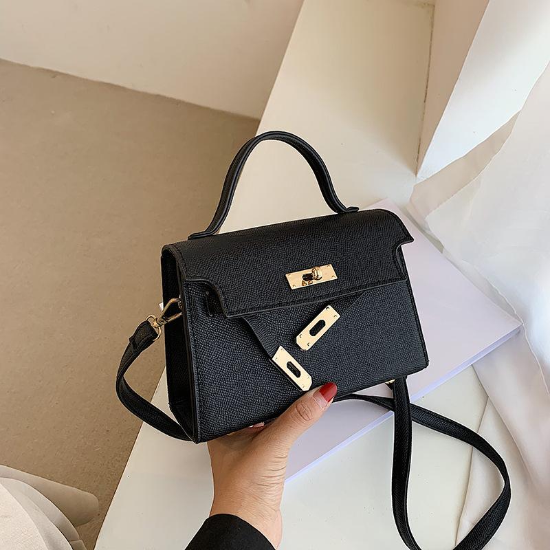 Minimalist Faux Leather Lock Closure Shoulder Bag for Women Trendy Crossbody Purse