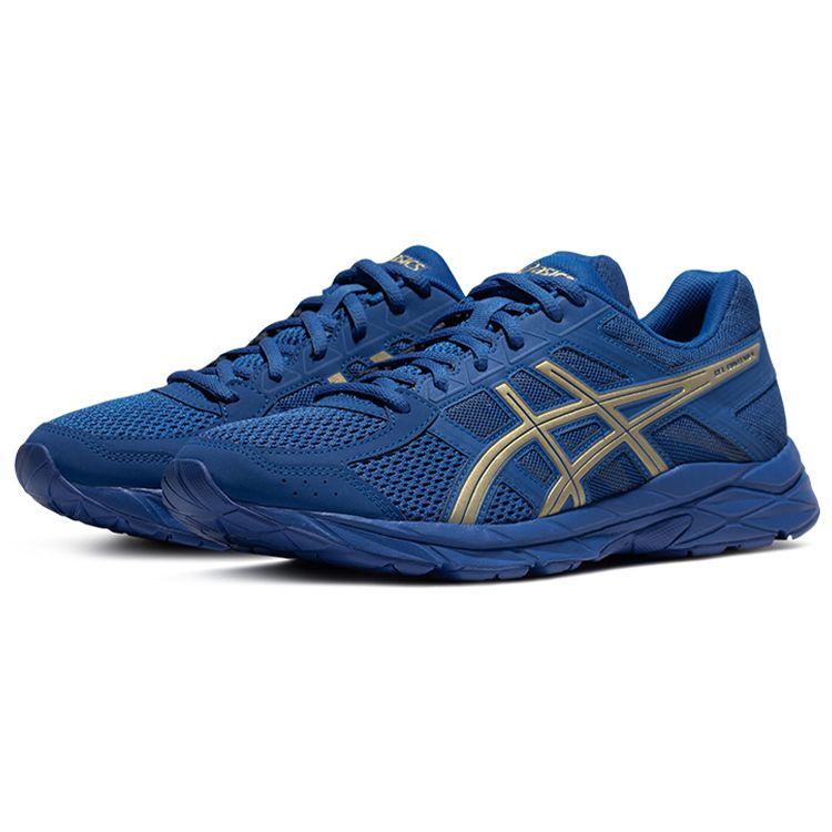 Asics Gel-Contend 4 Pantofi de alergare casual cu vârf jos din piele sintetică cu țesătură confortabilă Bărbați Adidași Albastru Auriu T8D4Q-401