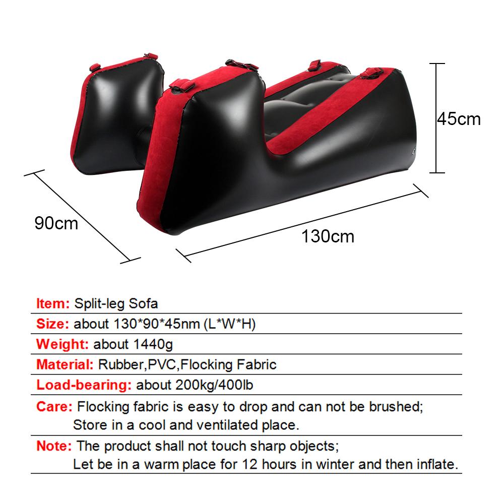Women Split Leg Sofa Mat Inflatable Flocking PVC With Straps Sex Furniture Aid Adult Games Sex Chair Bed Sex Tools For Couples