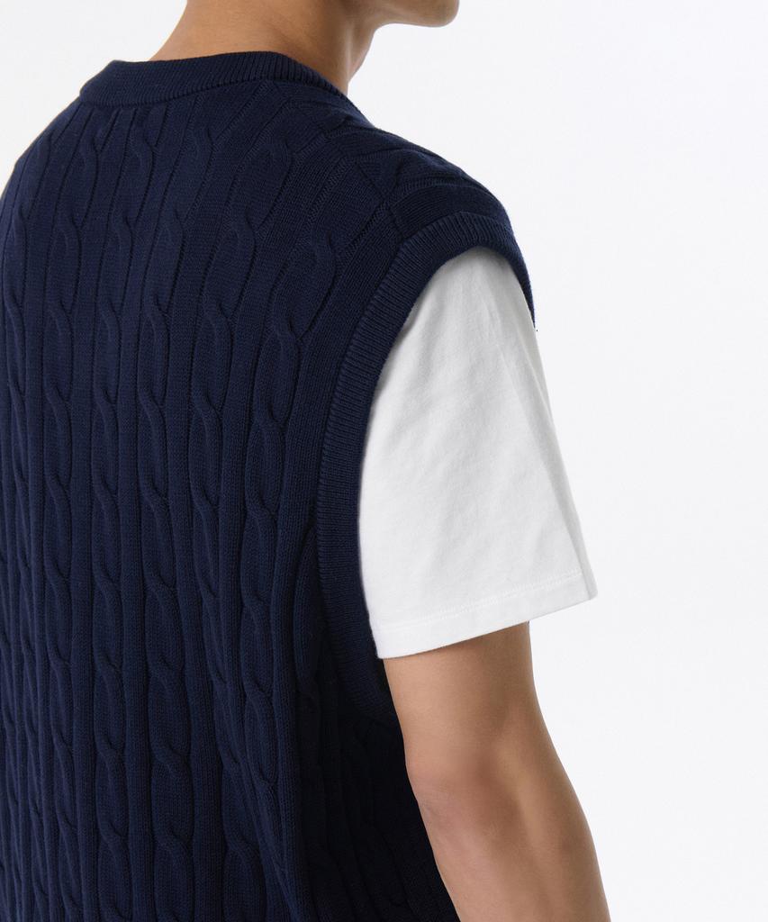 Musinsa Standard Cotton Cable V-Neck Knit Vest [Navy]