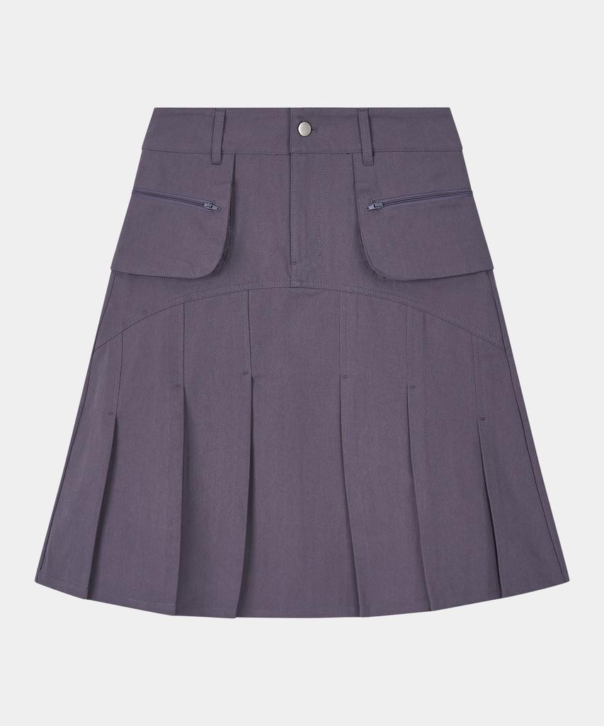 Haisan Wing Pocket Pleated Skirt Charcoal