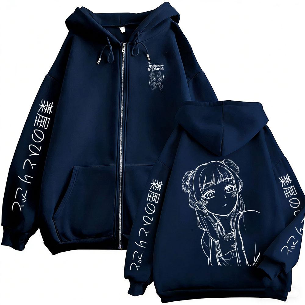 Zipper Hoodie Kawaii Funny Maomao Graphic Zip Up Jacket Men Women Manga Cosplay Zip Up Sweatshirt