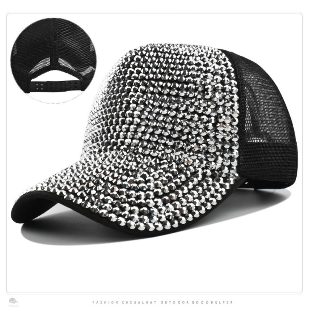 Luxury Shiny Mesh Cap Cotton Baseball Hats Fashion Sunscreen Hats  For Women Girls