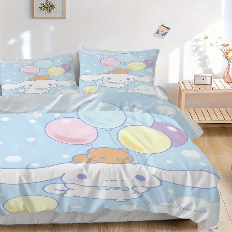 3pcs Balloon Cinnamoroll Idea Print Cover Set Ultra Soft, Breathable, and Comfortable Bedding with Stylish Design for Bedroom and Guest Room Deco