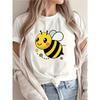 Women's Casual Short Sleeve T-Shirt Cute Cartoon Bee Floral Print Vibrant Yellow Breathable Round Neck Tee for Clothes