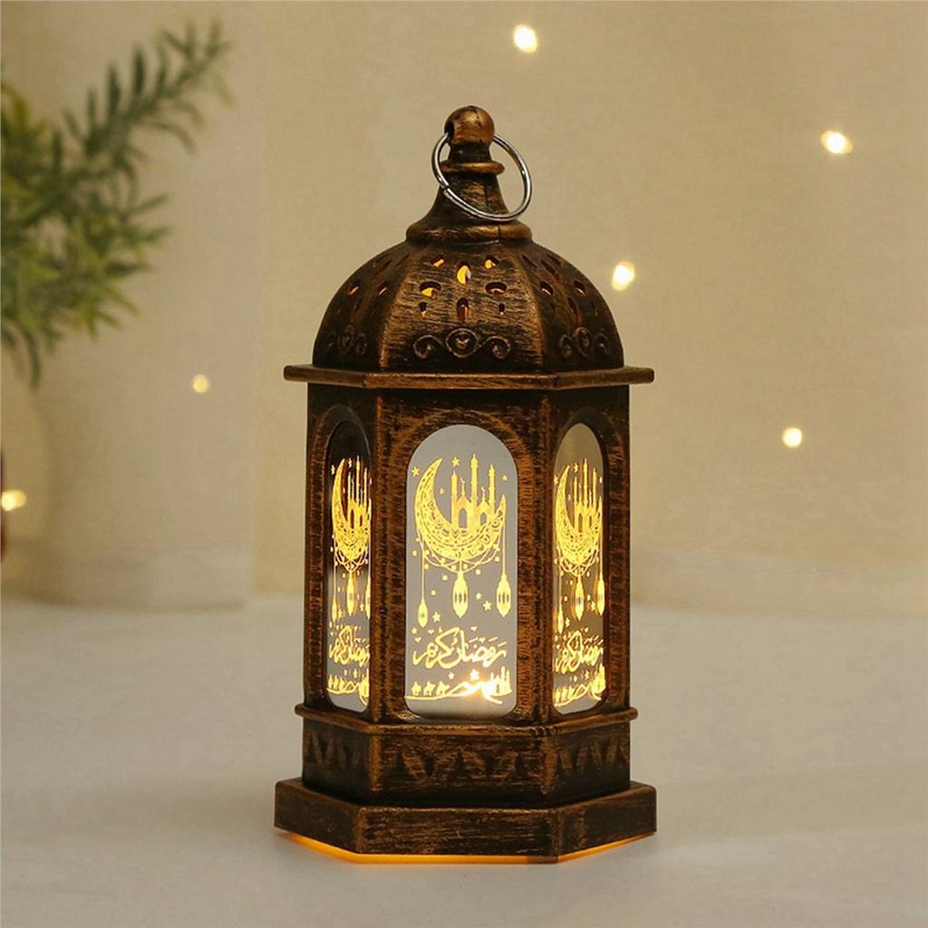 Premium-4X Eid Mubarak Led Lantern Ornaments Ramadan Lantern Nightlight Lighting Home Decorations Ramadan Festival Party Gifts,B