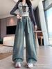 Women's Plus Size High Waist Wide Leg Retro Jeans - Spring & Autumn Casual Straight Fit