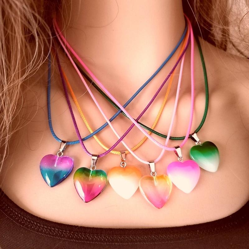 5 Piezas Colgantes Encanto Corazón de Vidrio para Hacer Joyería Elegante Colgante Corazón Esmaltado DIY Cadena de Clavícula Joyería Colgantes para Mujeres