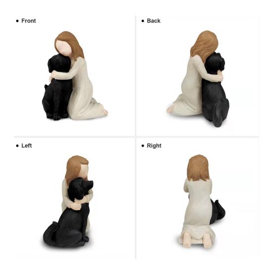 Resin Girl with Dog Figurine Hand-Painted Dog Angel Sculpture for Dogs Lovers Pet Loss Sympathy Gifts for Home Bedroom Tabletop Shelf Decor