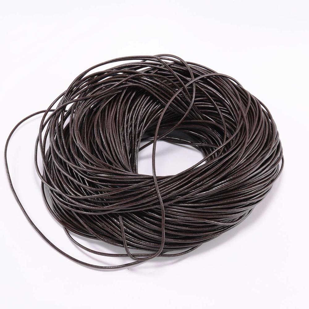 2-5m/lot 1,5 2 2,5 3 4 5 6mm 3 färg äkta koläder Rund stringtrosa DIY-armbandsfynd Repsnöre för smyckestillverkning