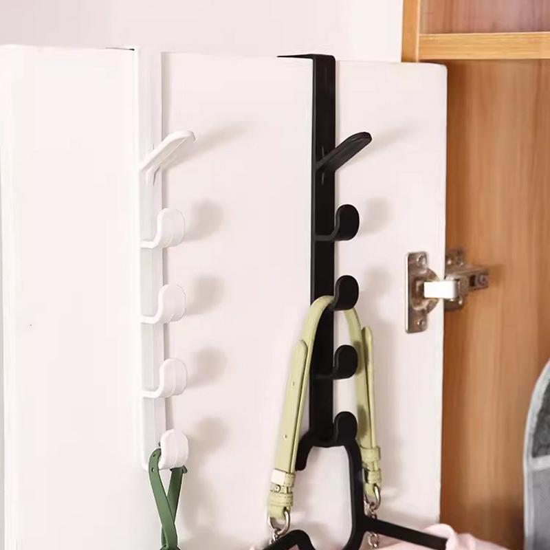 Fivesegment Door Hook Coat Bag Towels Cap Hair Bands Seamless Holder Home Bedroom Storage Organization Plastic Pure Color Rack