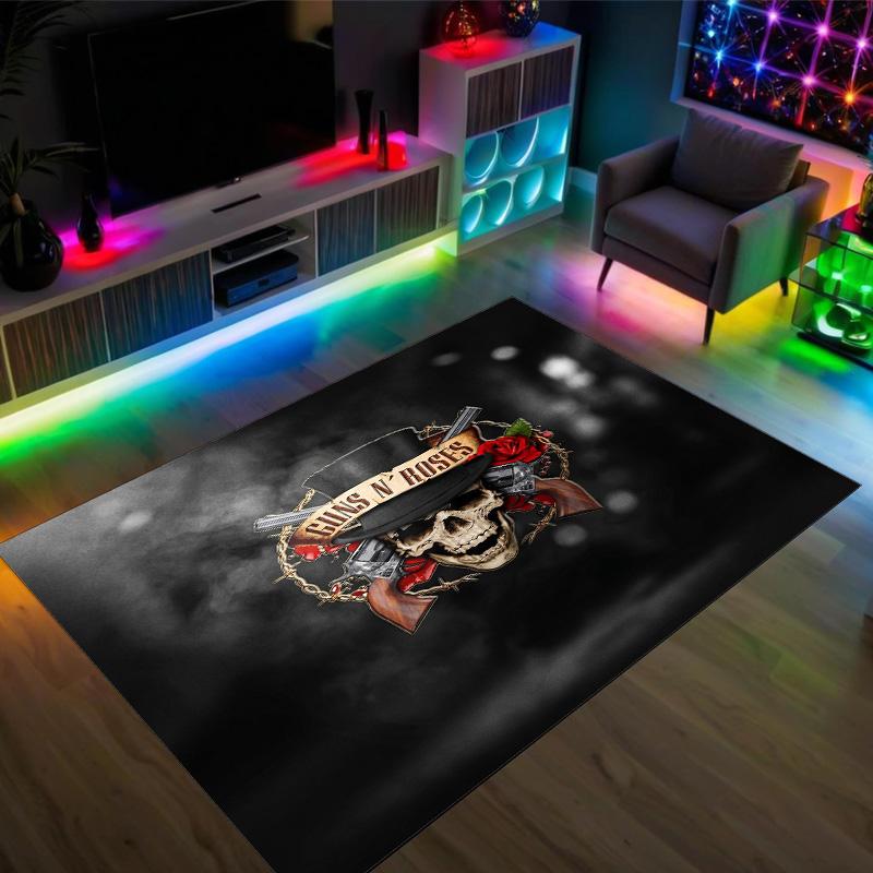 Guns N’ Roses Design Kristall Sammet Matta Mysig Icke?Halkskyddad tryckt matta för sovrum, vardagsrum, entré