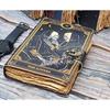 Grimoire Journal - Leather Print Journal - Blank Spell Book of Shadows, Wiccan, Book of Lovers Gifts, Gift for Him Her