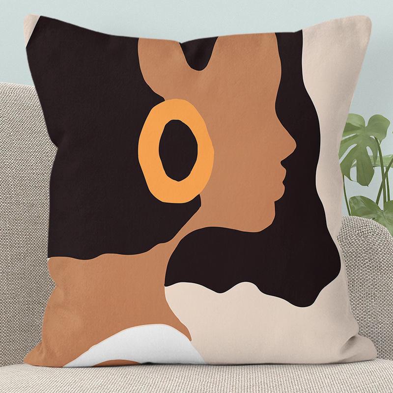 Modern Abstract Character Pillow - Removable, Washable Cushion for Sofa or Bed