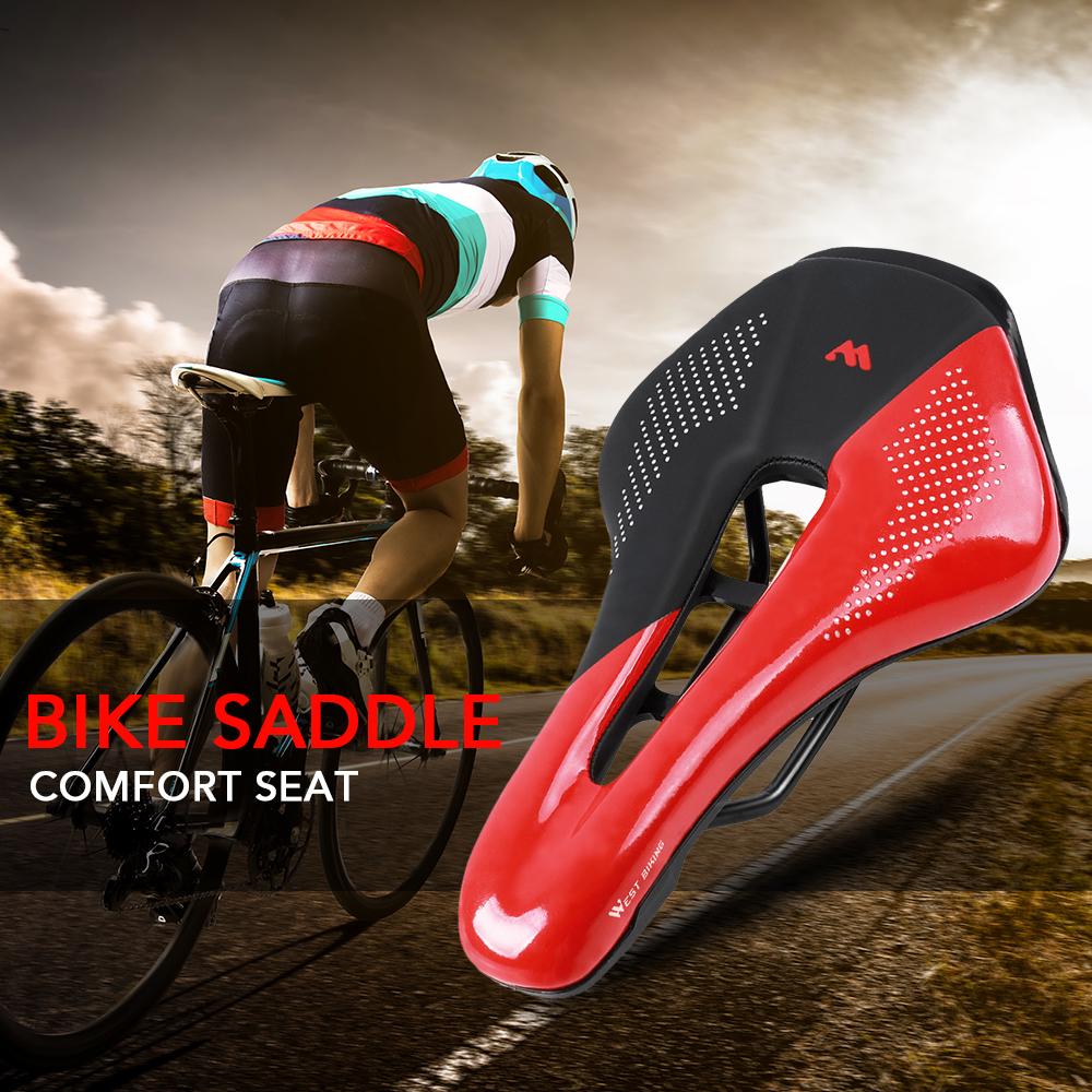 Bike Saddle Steel Rails Mountain Bicycle Seat Soft PU Leather Road MTB Bike Saddle Hollow