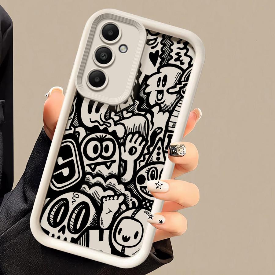 Super Cool Black Graffiti Soft Cover Phone Case for Samsung Galaxy A52 A72 A15 A35 A53 A25 A51 A54 A55 A52s A73 A71
