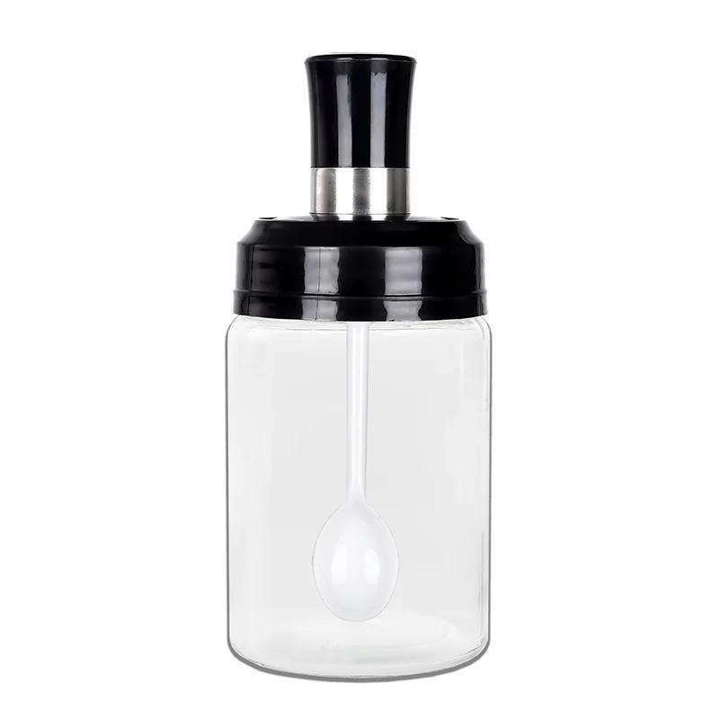 1-3pcs Kitchen Seasoning Jar Spoon Cover Integrated Glass Jars Household Oil Storage Pot Honey Bottle Brush Kitchen Bar Supplies