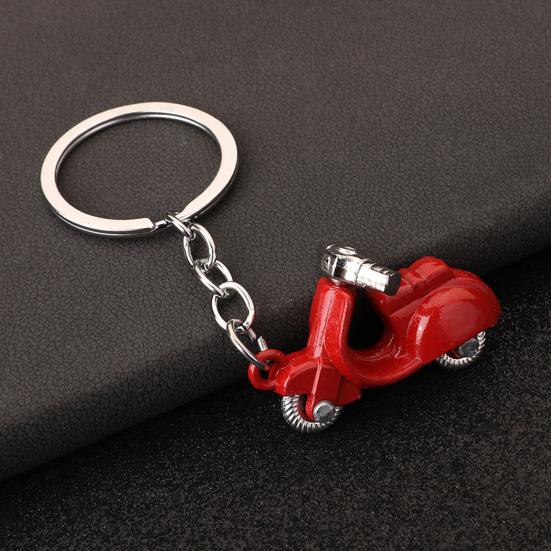 Keychain Pendant Motorcycle Charm Zinc Alloy Key Chain with Chain Buckle Retro Electric Donkey Scooter Design Key Holder