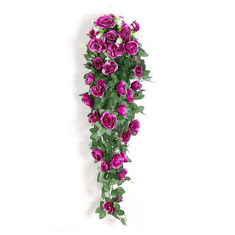 Home Decor Artificial Flower Hanging Flowers Rose Simulation Vine Wedding Garden Artificial Flower Rattan Plant Vine Wall Hanging Roses