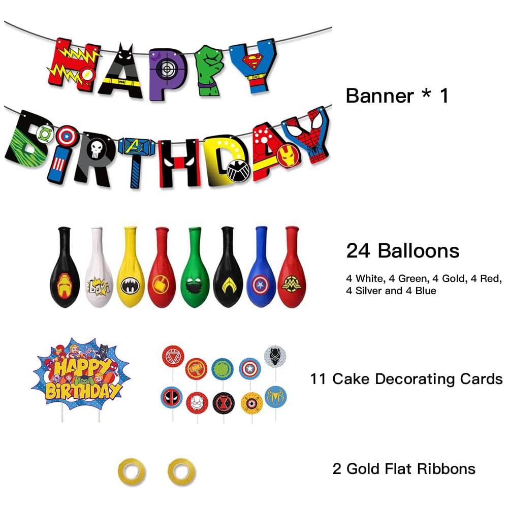 38 Pièces Articles de Fête Thème Super-héros Décoration Anniversaire Avenger pour Enfants