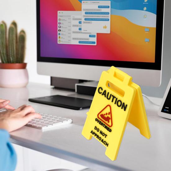Caution Overstimulated Desk Sign Do Not Approach Office Desk Sign Workspace Cubicle Sign Gag Gift for Coworker Teammate