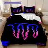 Vibrant Monster Energy Glow Three-piece Set(1 * Duvet Cover + 2 * Pillowcase, Without Core) Duvet Cover and Pillowcase Christmas Birthday Gift