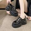 Mocassini da Donna Autunno Primavera Fondo Spesso Basso Decorazione Fibbia Traspiranti Piccole Scarpe in Pelle Casual Scarpe Singole