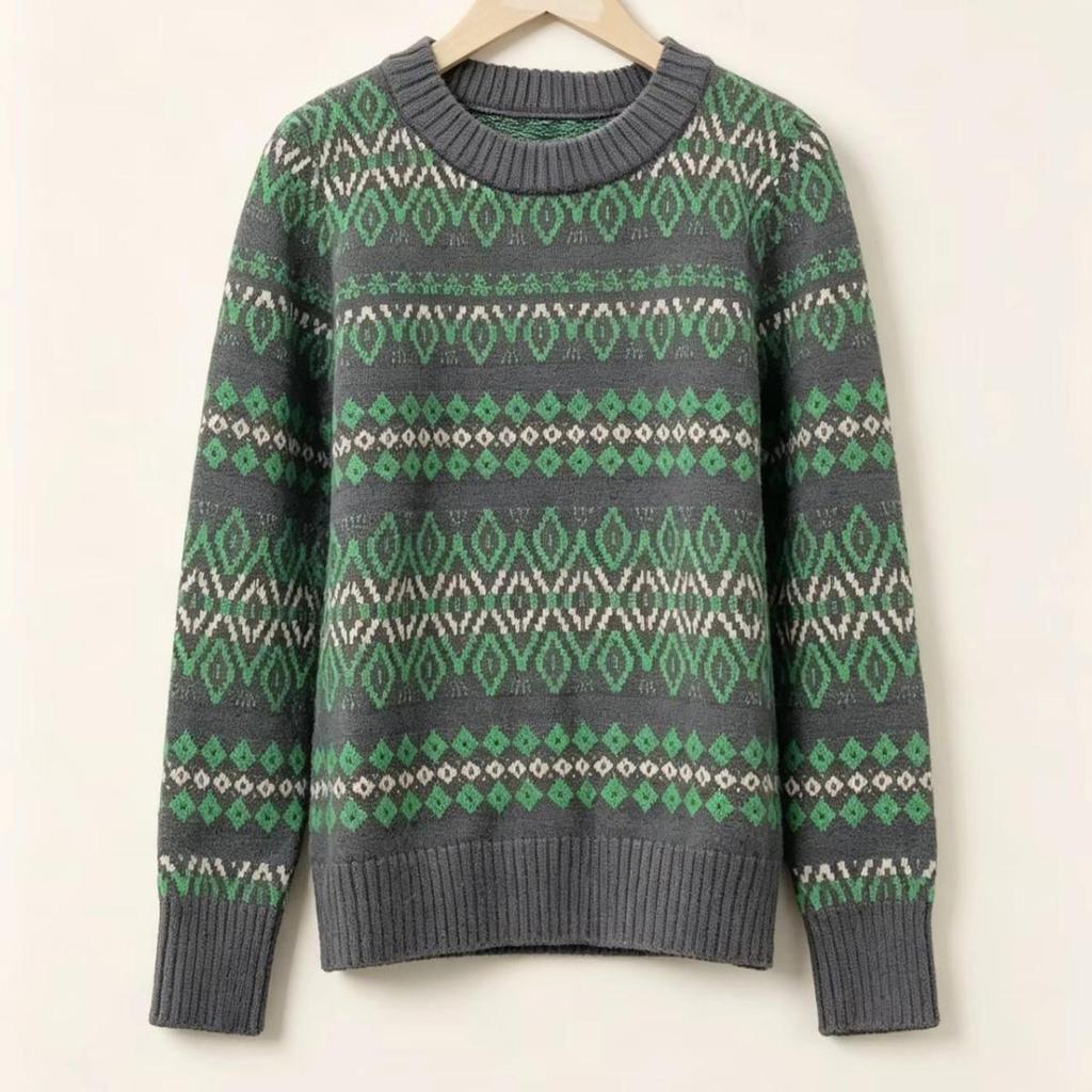 Damen Retro Fair Isle Jacquard Pullover - Frühherbst Schlank geschnitten Rundhals Strickoberteil